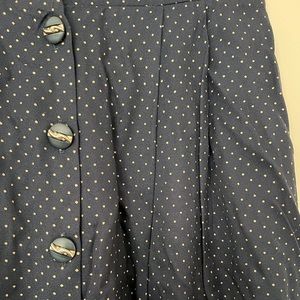 Navy Blue and Gold Button Front Detail Midi Skirt
